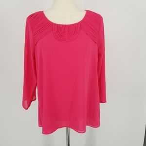Red by BKE Azalea Hot Pink Red 3/4 Sleeve Chiffon Top Size Medium